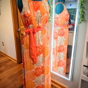Jessica Howard Vibrant Orange and White Maxi Dress